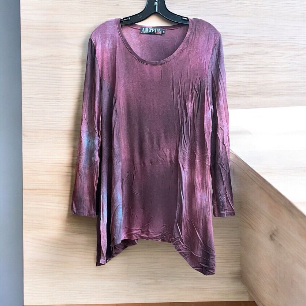 Artful Sister M Lagenlook Hand Dyed Asymmetrical Hem Tunic Art to Wear